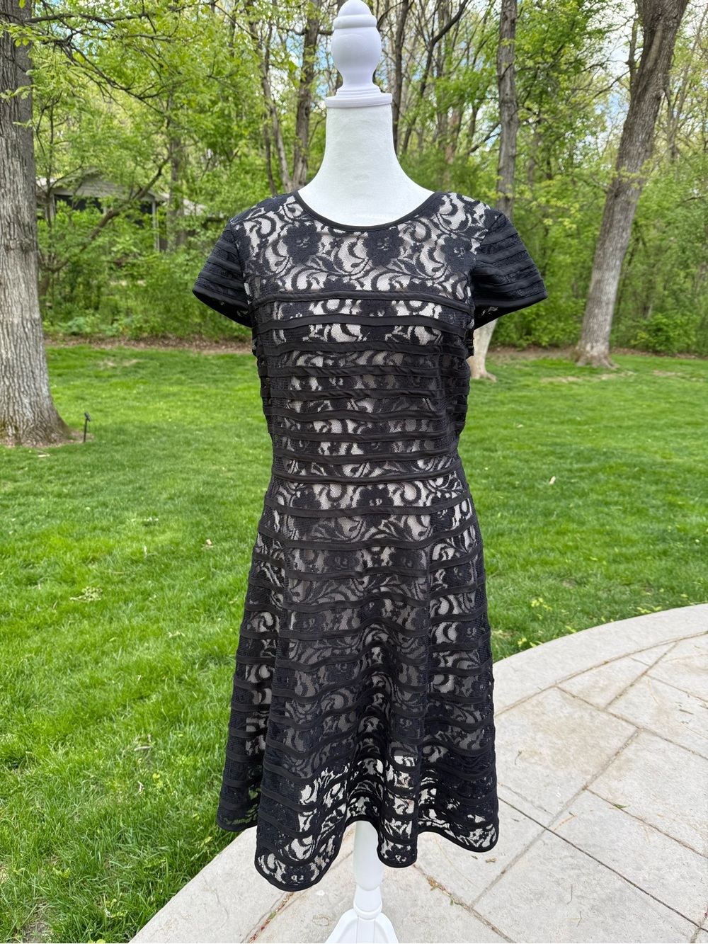 Alfani Black Lace Short-Sleeve Fit & Flare Mini Dress